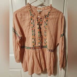 Lucky Brand Bohemian top with embroidery